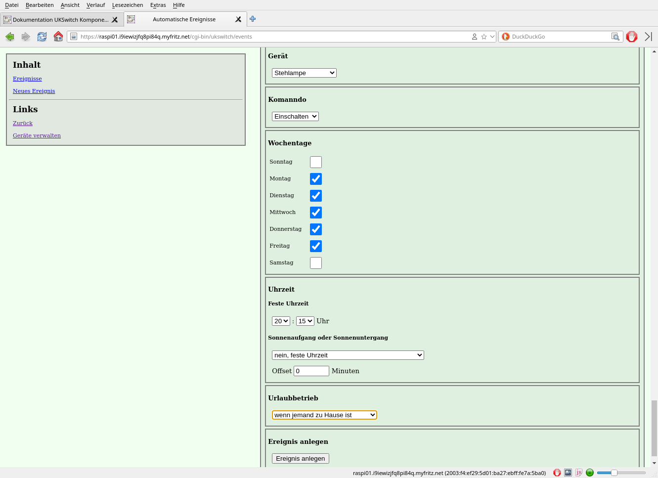 Weboberfläche smautositch